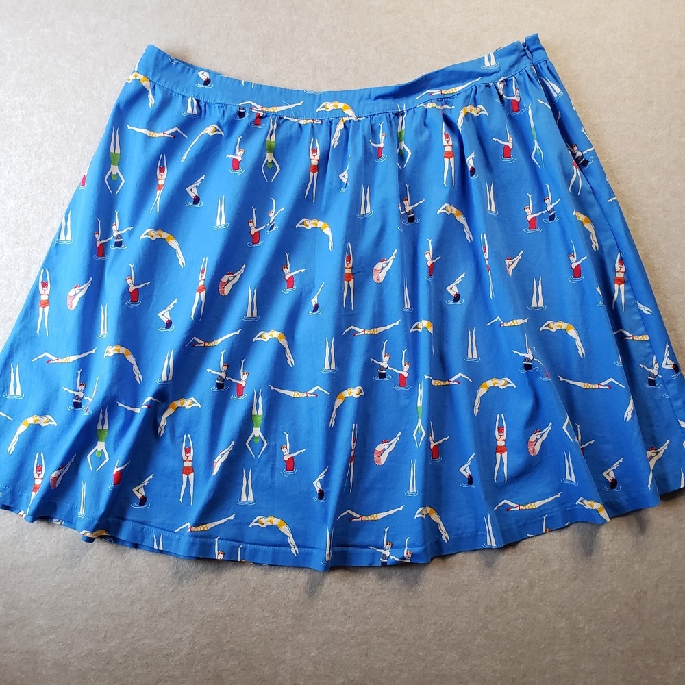 Lindy Bop Swimmers Skirt Sz‎ 22 Retro 50s Whimsical Blue Swing Artsy Plus